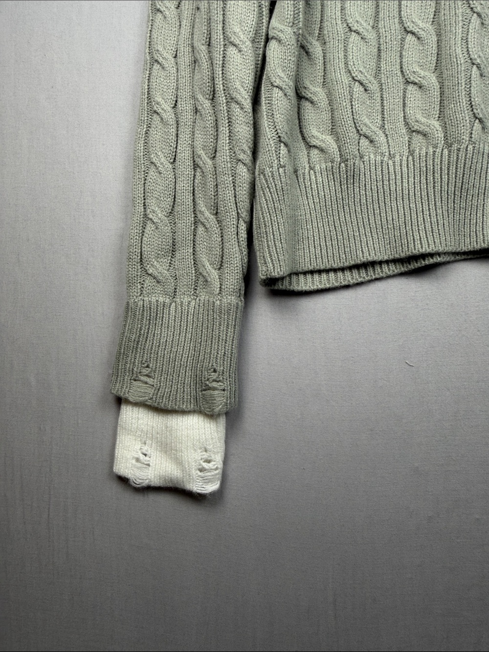 Lioness Coastal Cable Knit Crewneck Sweater - Grey (removable collar) - Picture 4 of 7